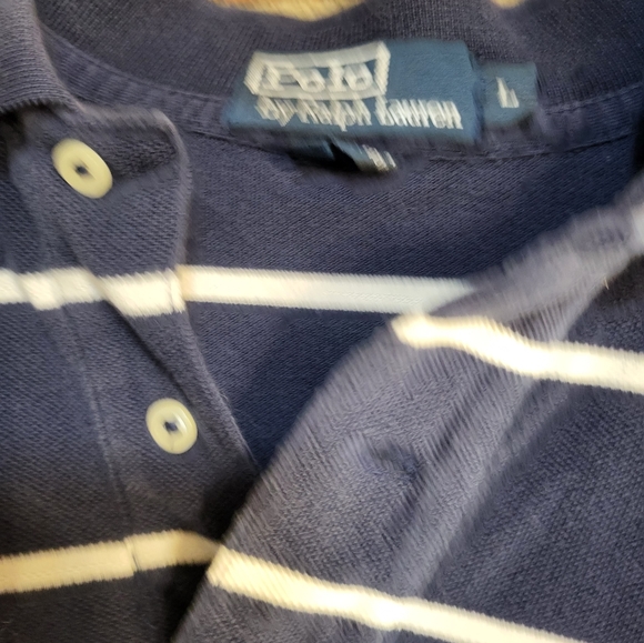 Polo Ralph Lauren Polo Shirt Mens L Blue Striped Short Sleeves Collared - Picture 4 of 6